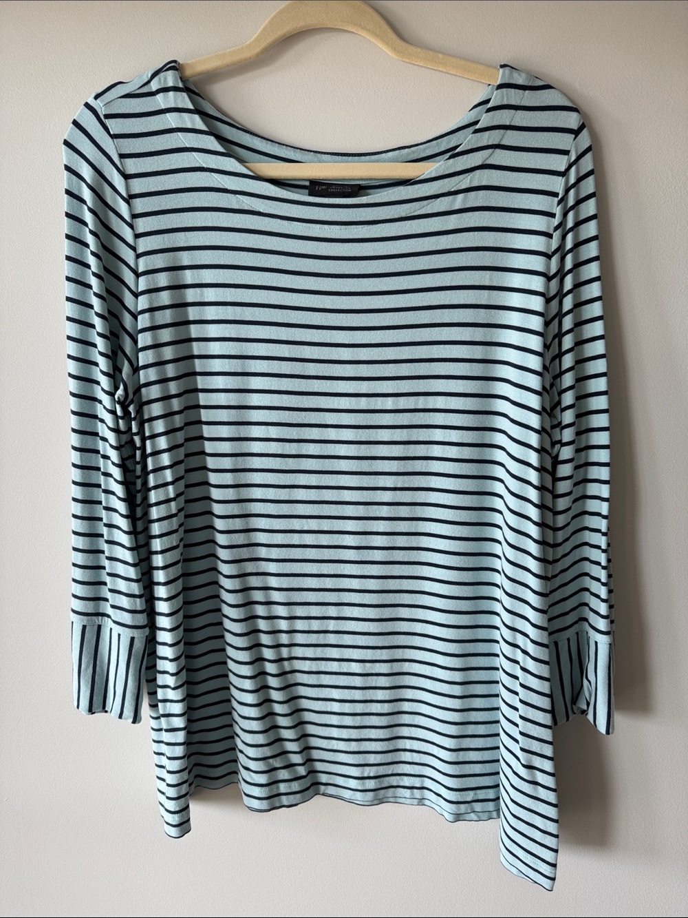 J. Jill Light Blue and Black Striped Long-Sleeve Tee